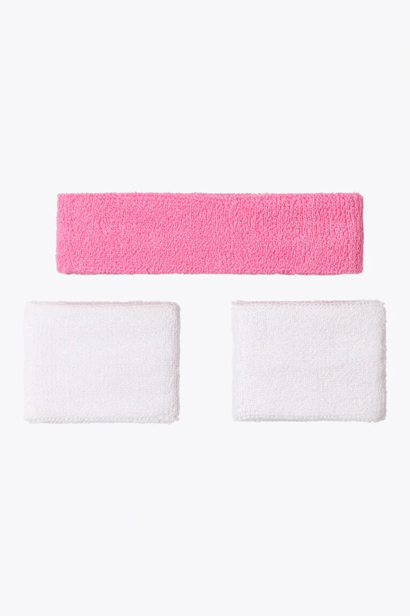 Osaka Sweatband Set | BEGONIA PINK / WHITE